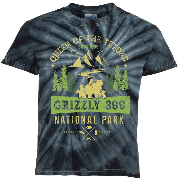 Queen Of The Tetons Grizzly 399 National Park Kids Tie-Dye T-Shirt