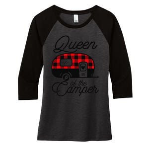 Queen of the Camper Buffalo  Camper Camping Traveler Women's Tri-Blend 3/4-Sleeve Raglan Shirt