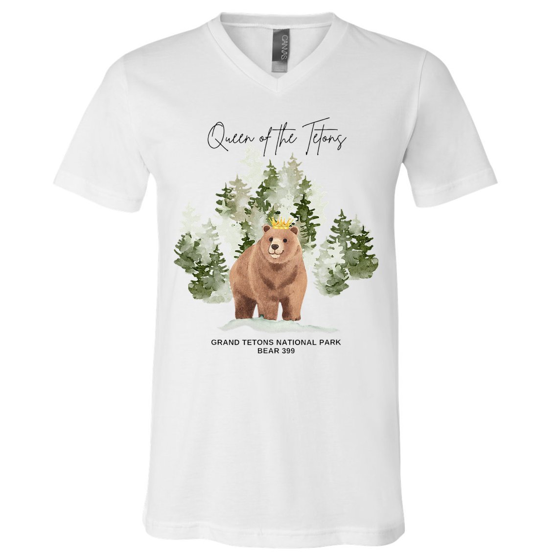 Queen Of The Tetons Grizzly Bear 399 Gtnp V-Neck T-Shirt
