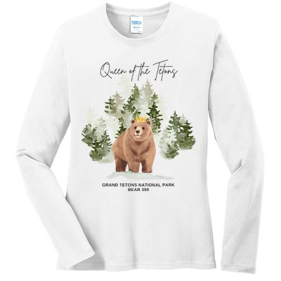 Queen Of The Tetons Grizzly Bear 399 Gtnp Ladies Long Sleeve Shirt