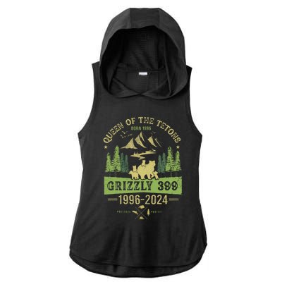 Queen Of The Tetons Grizzly 399 National Park 19962024 Ladies PosiCharge Tri-Blend Wicking Draft Hoodie Tank