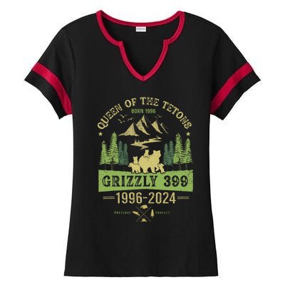 Queen Of The Tetons Grizzly 399 National Park 19962024 Ladies Halftime Notch Neck Tee