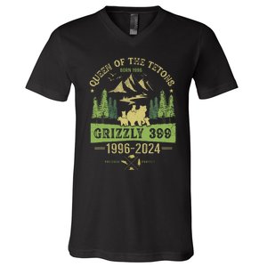 Queen Of The Tetons Grizzly 399 National Park 19962024 V-Neck T-Shirt