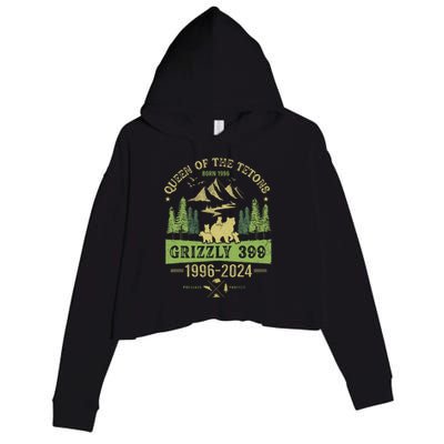 Queen Of The Tetons Grizzly 399 National Park 19962024 Crop Fleece Hoodie