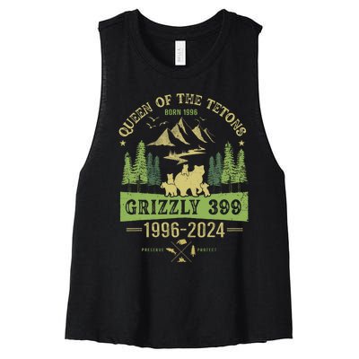 Queen Of The Tetons Grizzly 399 National Park 19962024 Women's Racerback Cropped Tank