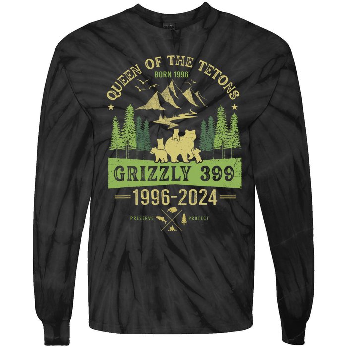 Queen Of The Tetons Grizzly 399 National Park 19962024 Tie-Dye Long Sleeve Shirt