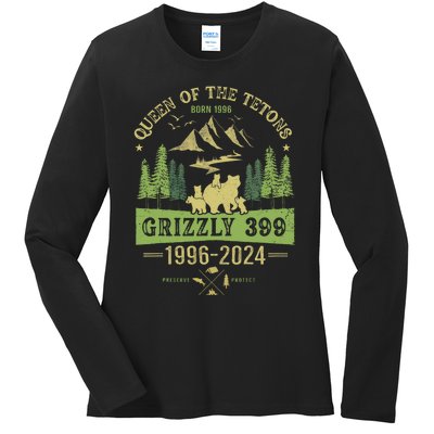 Queen Of The Tetons Grizzly 399 National Park 19962024 Ladies Long Sleeve Shirt