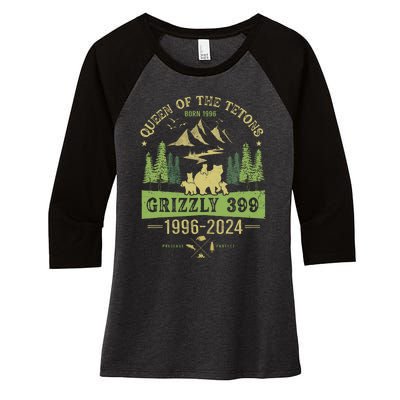 Queen Of The Tetons Grizzly 399 National Park 19962024 Women's Tri-Blend 3/4-Sleeve Raglan Shirt