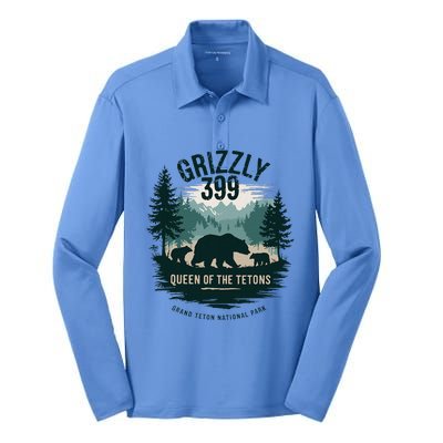 Queen Of The Tetons Grizzly 399 Bear Lovers National Park Silk Touch Performance Long Sleeve Polo