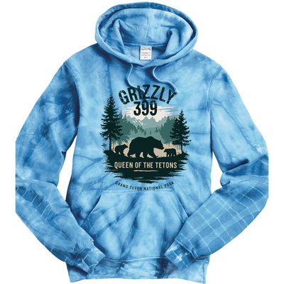 Queen Of The Tetons Grizzly 399 Bear Lovers National Park Tie Dye Hoodie