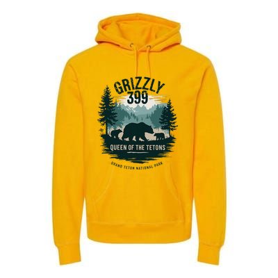 Queen Of The Tetons Grizzly 399 Bear Lovers National Park Premium Hoodie