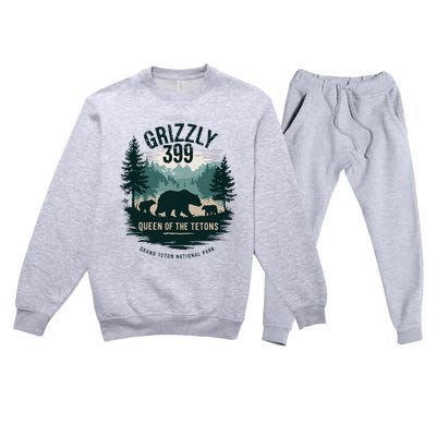 Queen Of The Tetons Grizzly 399 Bear Lovers National Park Premium Crewneck Sweatsuit Set