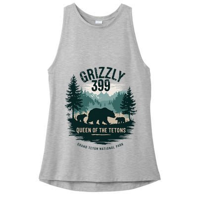 Queen Of The Tetons Grizzly 399 Bear Lovers National Park Ladies PosiCharge Tri-Blend Wicking Tank