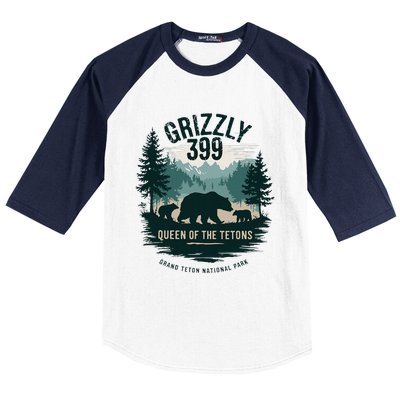 Queen Of The Tetons Grizzly 399 Bear Lovers National Park Baseball Sleeve Shirt