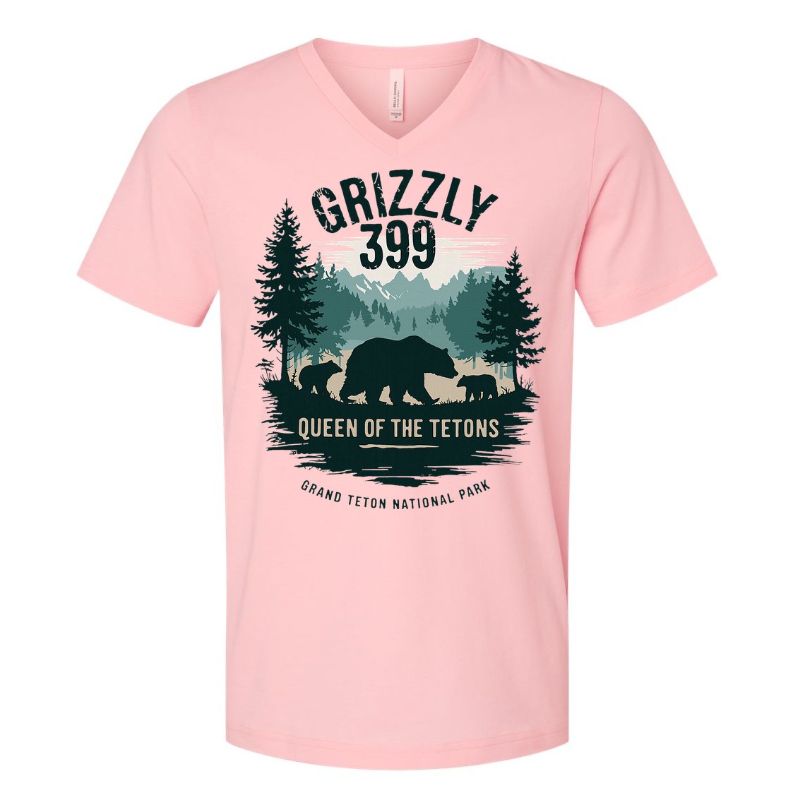 Queen Of The Tetons Grizzly 399 Bear Lovers National Park V-Neck T-Shirt