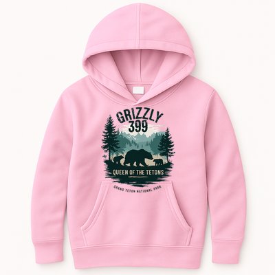Queen Of The Tetons Grizzly 399 Bear Lovers National Park Kids Hoodie