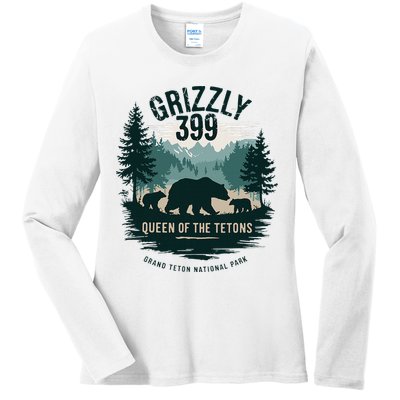 Queen Of The Tetons Grizzly 399 Bear Lovers National Park Ladies Long Sleeve Shirt