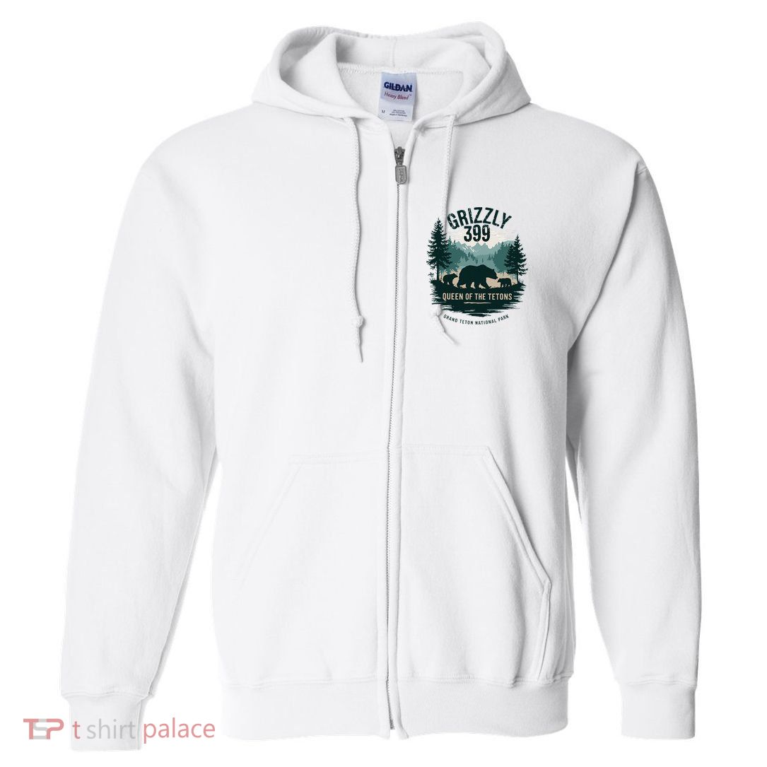 Queen Of The Tetons Grizzly 399 Bear Lovers National Park Full Zip Hoodie
