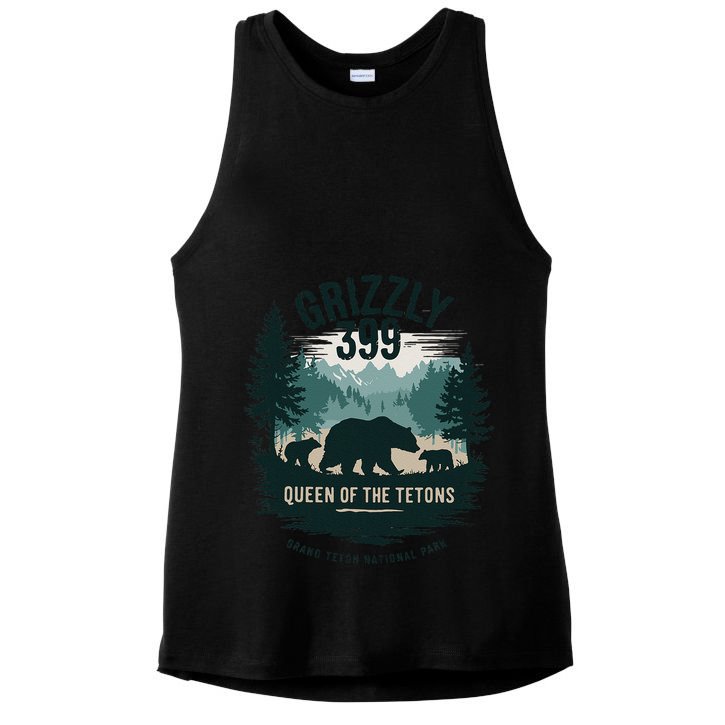 Queen Of The Tetons Grizzly 399 Bear Lovers National Park Ladies PosiCharge Tri-Blend Wicking Tank