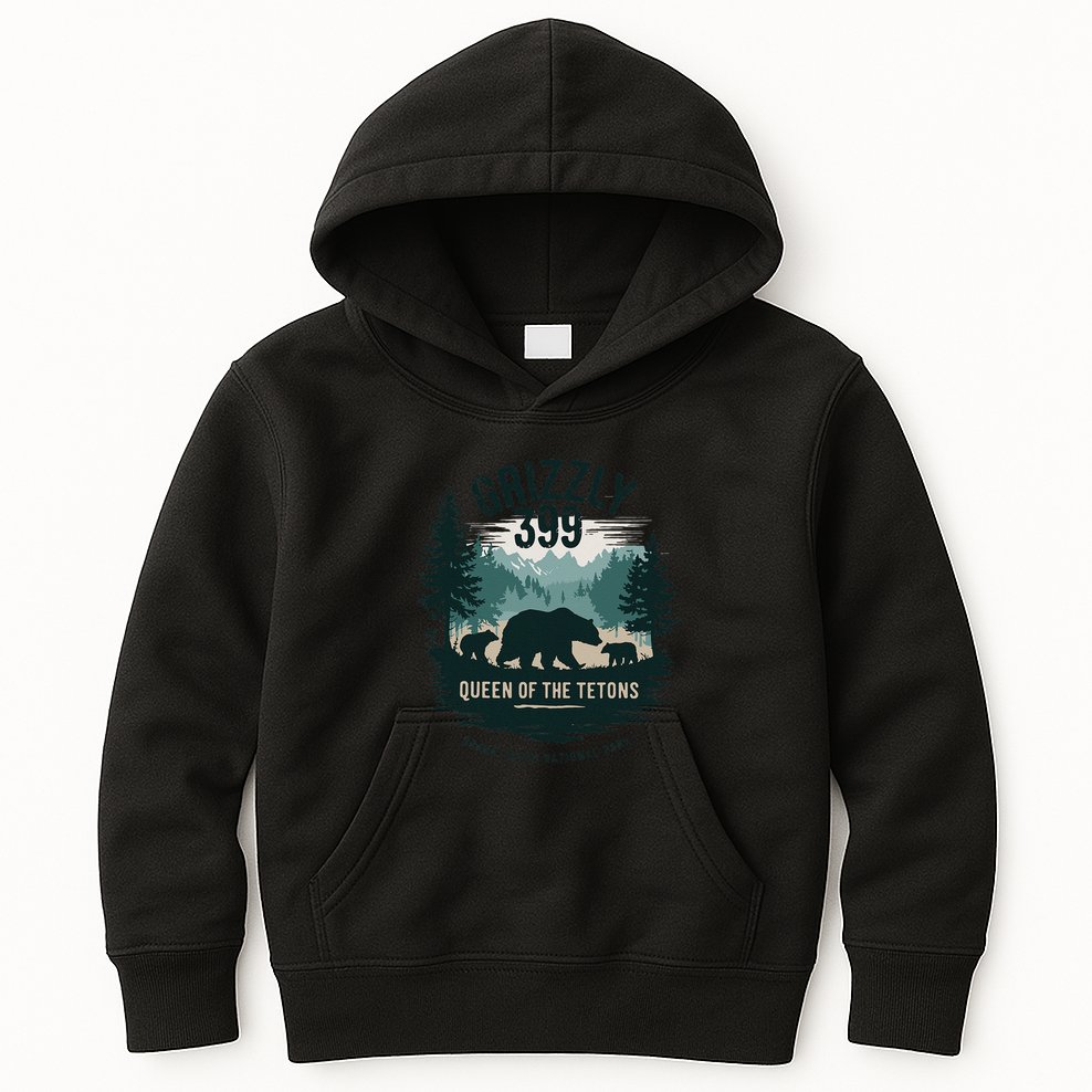 Queen Of The Tetons Grizzly 399 Bear Lovers National Park Kids Hoodie