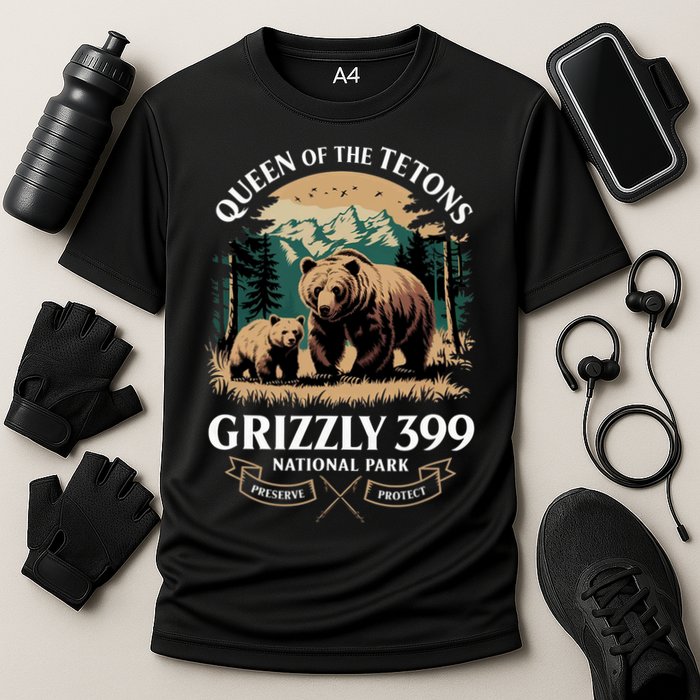 Queen Of The Tetons Grizzly 399 National Park Bear Cooling Performance Crew T-Shirt