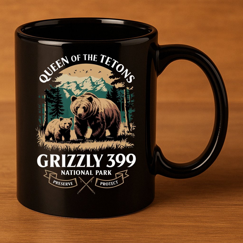 Queen Of The Tetons Grizzly 399 National Park Bear 11oz C Handle Ceramic Mug