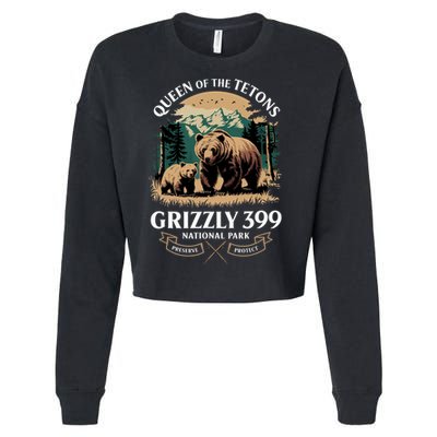 Queen Of The Tetons Grizzly 399 National Park Bear Cropped Pullover Crew