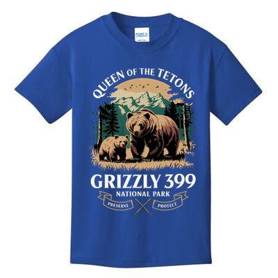 Queen Of The Tetons Grizzly 399 National Park Bear Kids T-Shirt