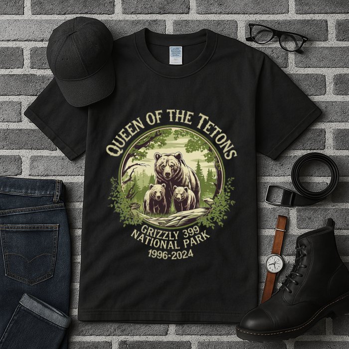 Queen Of The Tetons Grizzly 399 Wildlife Preserve 1996 2024 Tall T-Shirt