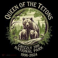 Queen Of The Tetons Grizzly 399 Wildlife Preserve 1996 2024 Women's V-Neck T-Shirt