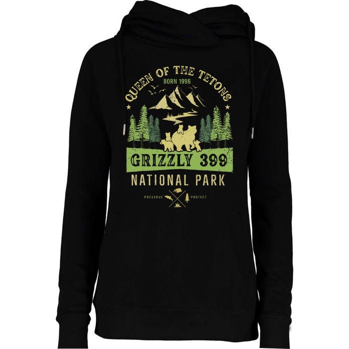 Queen Of The Tetons Grizzly 399 National Park Preserve Womens Funnel Neck Pullover Hood