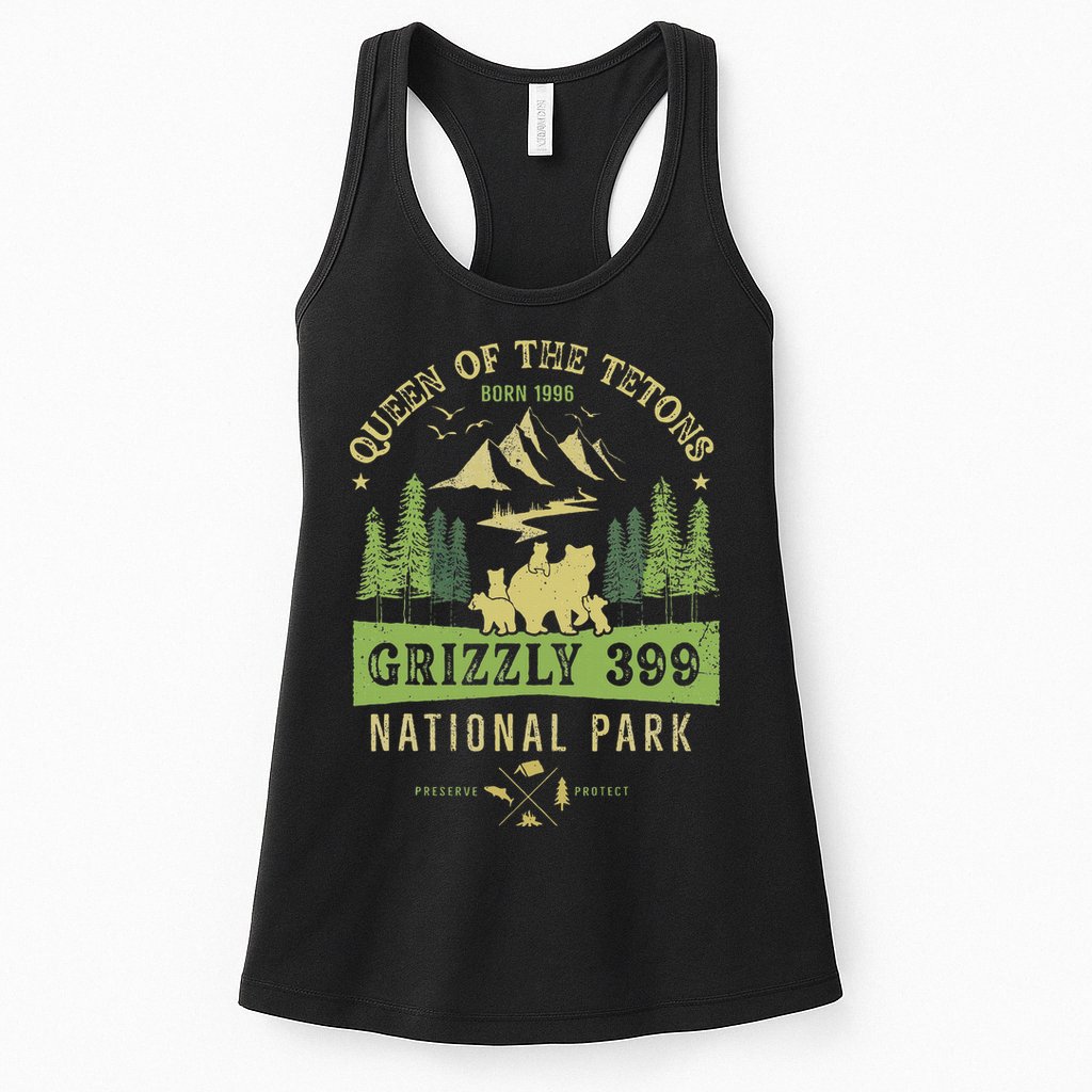 Queen Of The Tetons Grizzly 399 National Park Preserve Womens Tank Top