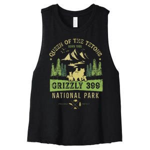 Queen Of The Tetons Grizzly 399 National Park Preserve Women's Racerback Cropped Tank