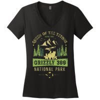 Queen Of The Tetons Grizzly 399 National Park Preserve Women's V-Neck T-Shirt