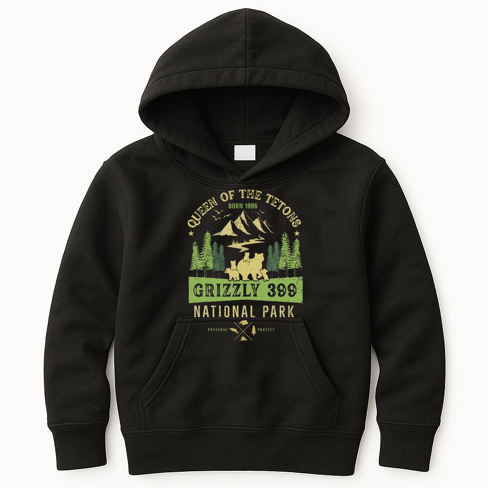 Queen Of The Tetons Grizzly 399 National Park Preserve Kids Hoodie