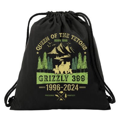 Queen Of The Tetons Grizzly 399 National Park 19962024 Drawstring Bag