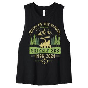 Queen Of The Tetons Grizzly 399 National Park 19962024 Women's Racerback Cropped Tank