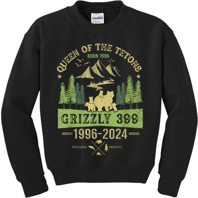 Queen Of The Tetons Grizzly 399 National Park 19962024 Kids Sweatshirt