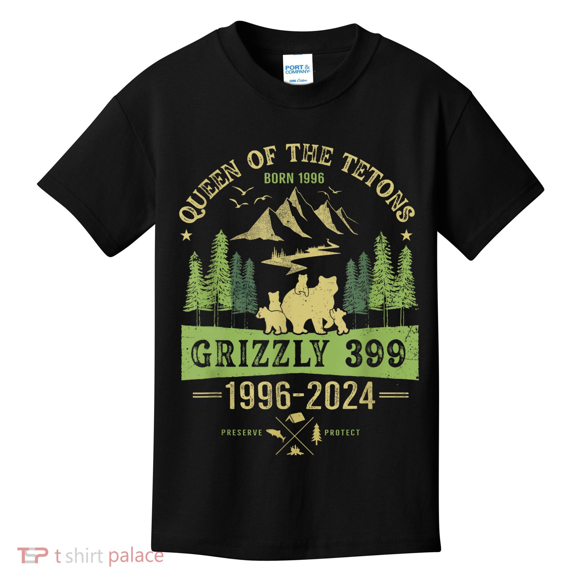 Queen Of The Tetons Grizzly 399 National Park 19962024 Kids T-Shirt