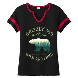 Queen Of The Teton Grizzly 399 Bear Wildlife Forest Preserve Ladies Halftime Notch Neck Tee