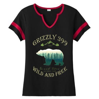 Queen Of The Teton Grizzly 399 Bear Wildlife Forest Preserve Ladies Halftime Notch Neck Tee