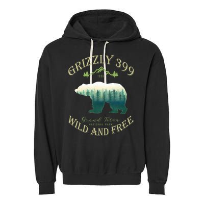 Queen Of The Teton Grizzly 399 Bear Wildlife Forest Preserve Garment-Dyed Fleece Hoodie