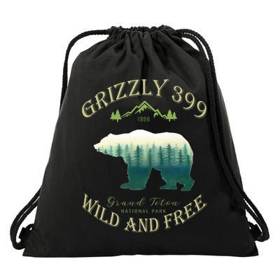 Queen Of The Teton Grizzly 399 Bear Wildlife Forest Preserve Drawstring Bag