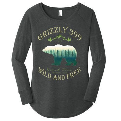 Queen Of The Teton Grizzly 399 Bear Wildlife Forest Preserve Women's Perfect Tri Tunic Long Sleeve Shirt