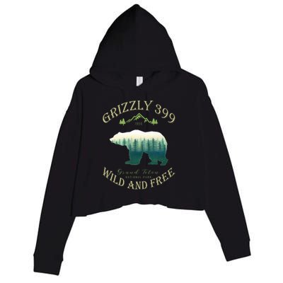 Queen Of The Teton Grizzly 399 Bear Wildlife Forest Preserve Crop Fleece Hoodie