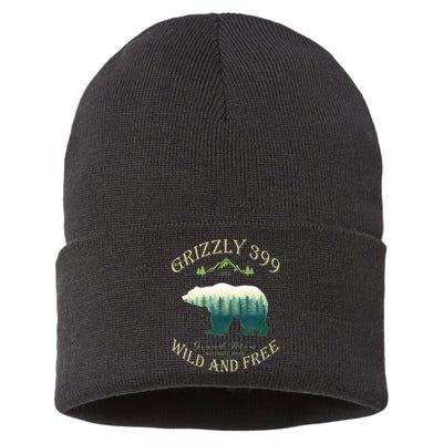 Queen Of The Teton Grizzly 399 Bear Wildlife Forest Preserve Sustainable Knit Beanie