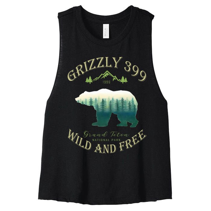 Queen Of The Teton Grizzly 399 Bear Wildlife Forest Preserve Women's Racerback Cropped Tank