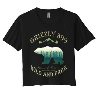 Queen Of The Teton Grizzly 399 Bear Wildlife Forest Preserve Women's Crop Top Tee