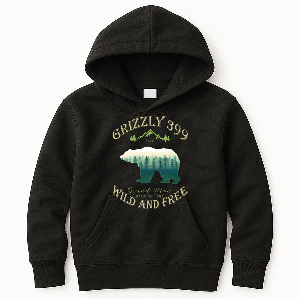 Queen Of The Teton Grizzly 399 Bear Wildlife Forest Preserve Kids Hoodie