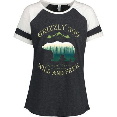 Queen Of The Teton Grizzly 399 Bear Wildlife Forest Preserve Enza Ladies Jersey Colorblock Tee